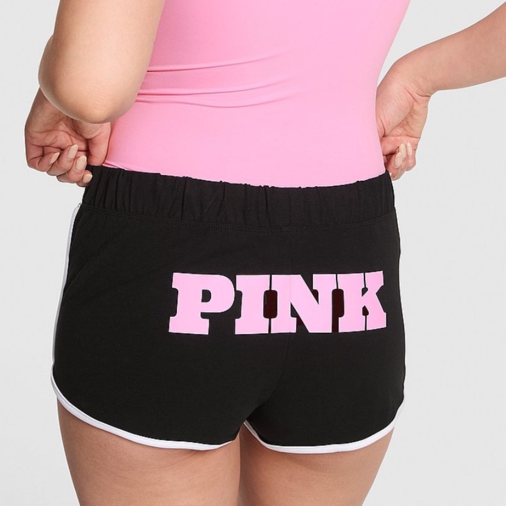 PINK VICTORIA’S SECRET Soft Modal Micro Shorts Black PINK Backside Logo Comfy L